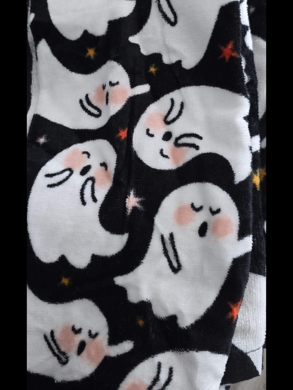3 Kitchen Towels Ghost Print Soft Plush  Black/White